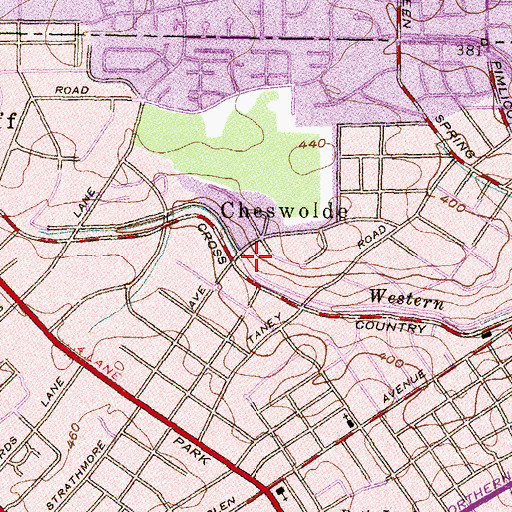Topographic Map of Cheswolde, MD