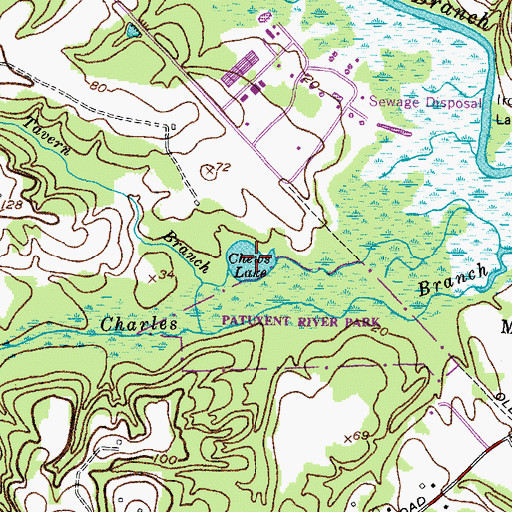 Topographic Map of Chews Lake, MD