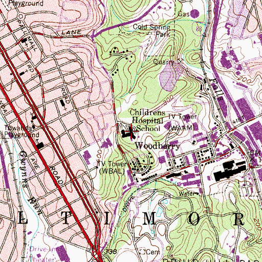 Topographic Map of Childrens Hospital School, MD