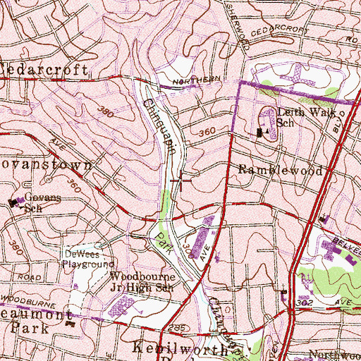 Topographic Map of Chinquapin Park, MD