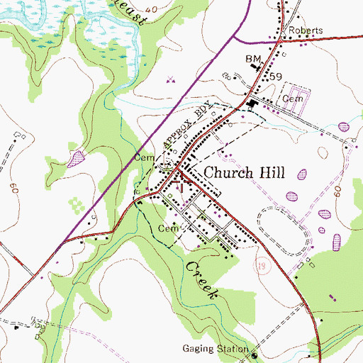 Topographic Map of Church Hill, MD