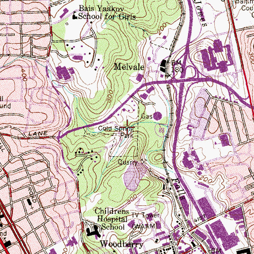 Topographic Map of Cold Spring Park, MD