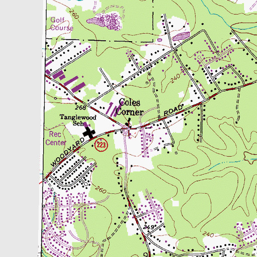 Topographic Map of Coles Corner, MD