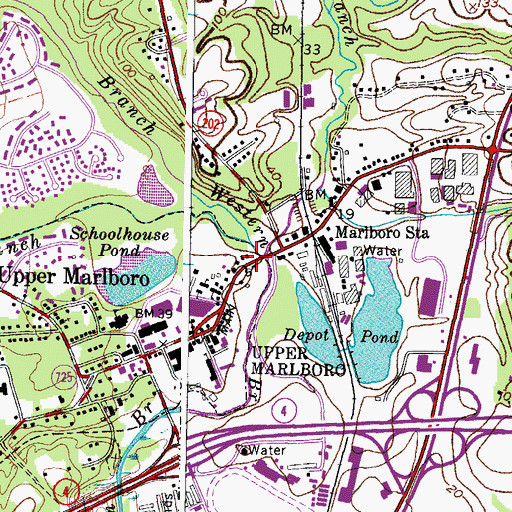Topographic Map of Collington Branch, MD