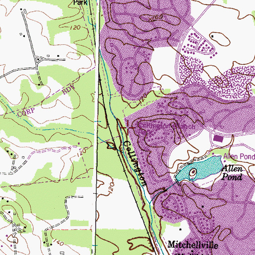 Topographic Map of Collington Branch Park, MD