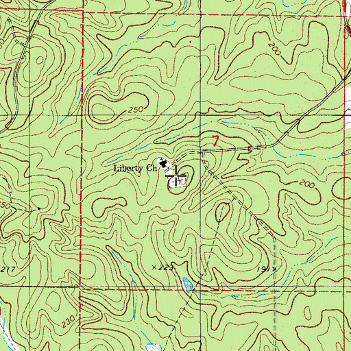 Topographic Map of Liberty Cemetery, AR