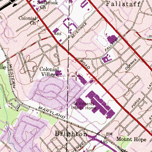 Topographic Map of Colonial Village, MD