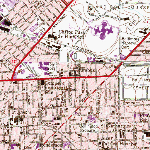 Topographic Map of Columbus School, MD