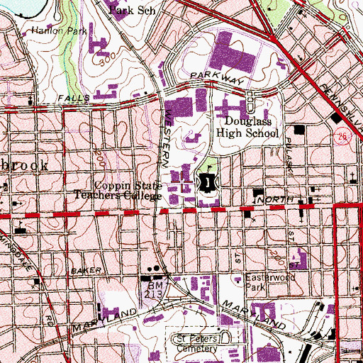 Topographic Map of Coppin State University, MD