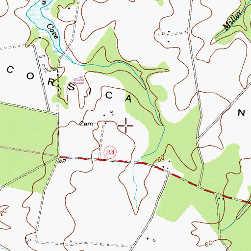 Topographic Map of Corsica Neck, MD