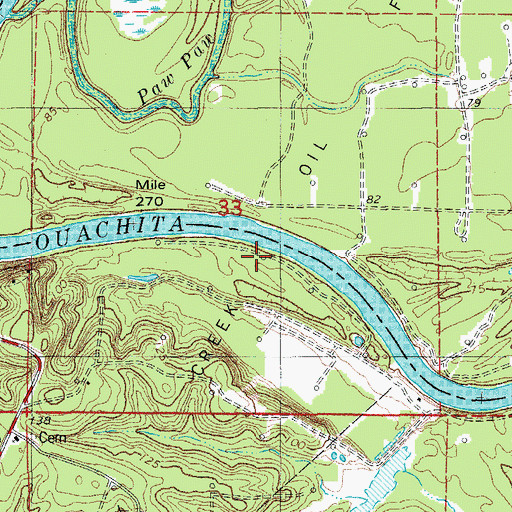 Topographic Map of Lick Creek Oil Field, AR