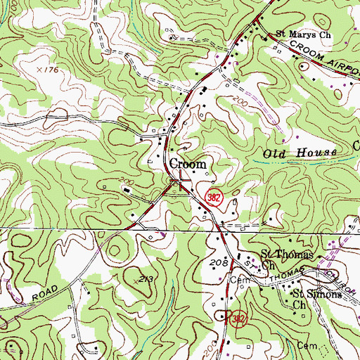Topographic Map of Croom, MD