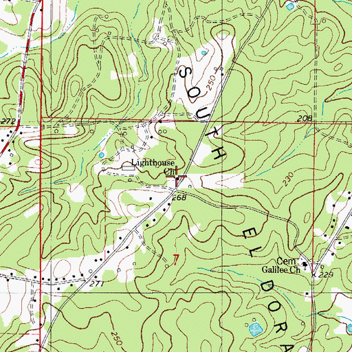 Topographic Map of Lighthouse Church, AR