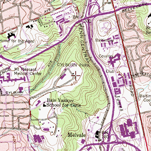 Topographic Map of Cylburn Park, MD