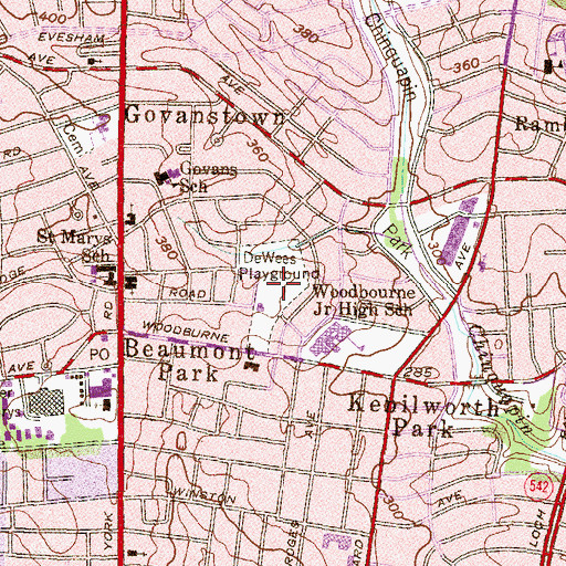 Topographic Map of DeWees Playground, MD