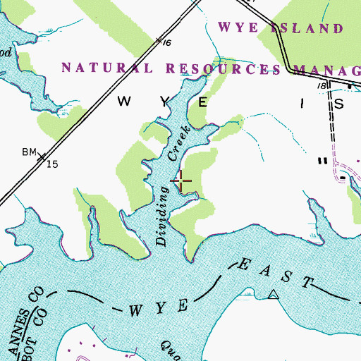 Topographic Map of Dividing Creek, MD