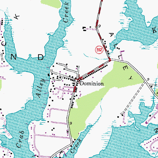 Topographic Map of Dominion, MD