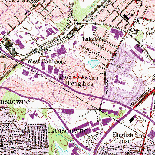 Topographic Map of Dorchester Heights, MD