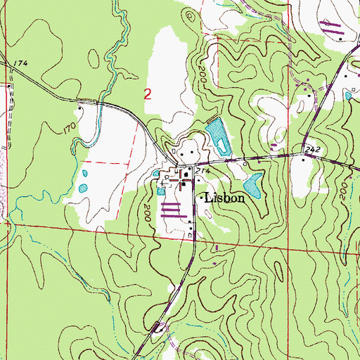 Topographic Map of Lisbon United Methodist Church, AR