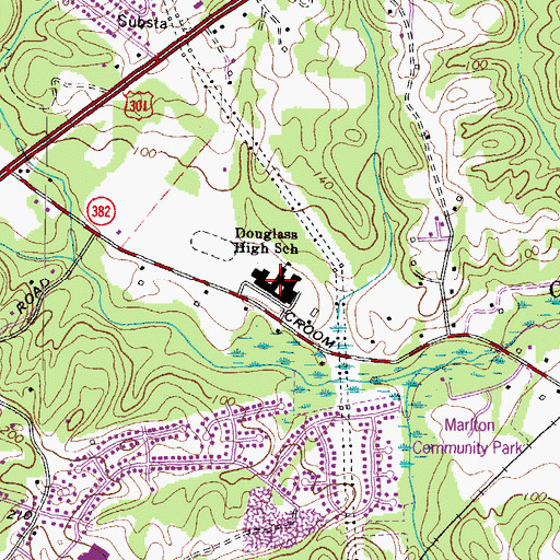 Topographic Map of Frederick Douglass High School, MD