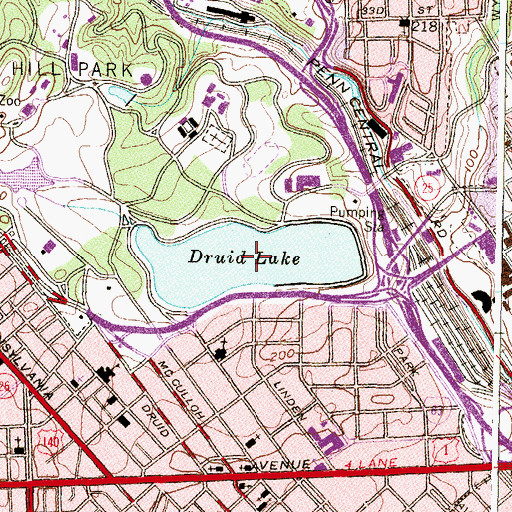 Topographic Map of Druid Lake, MD