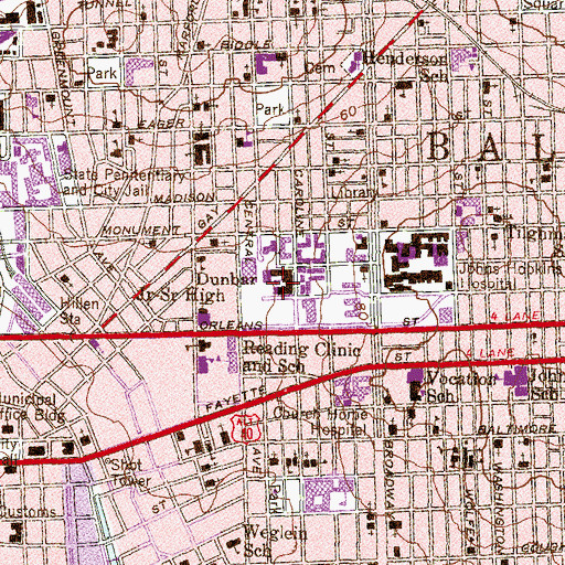 Topographic Map of Paul Laurence Dunbar Middle School, MD
