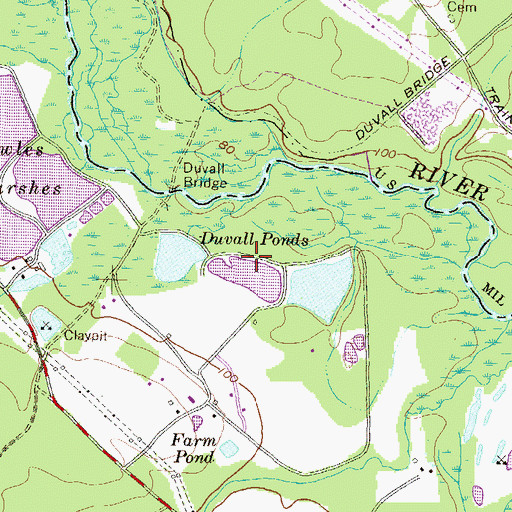 Topographic Map of Duvall Ponds, MD
