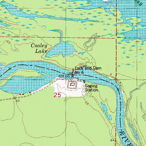 Topographic Map of Lock and Dam Number 6, AR