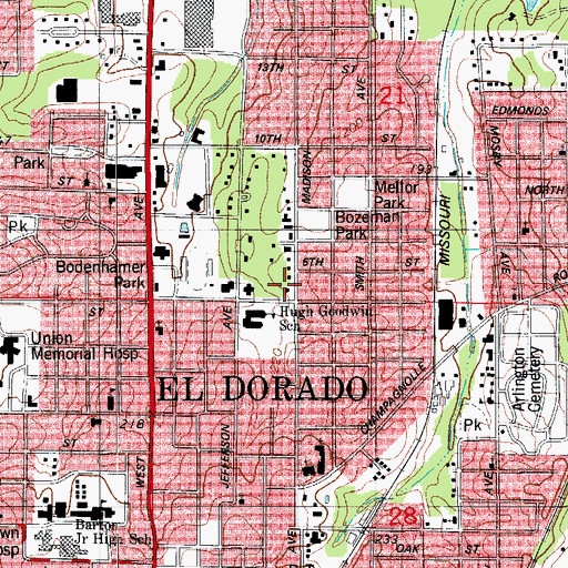 Topographic Map of Madison Square Shopping Center, AR
