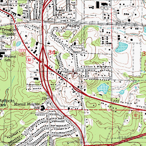 Topographic Map of Marrable Hill Baptist Church, AR