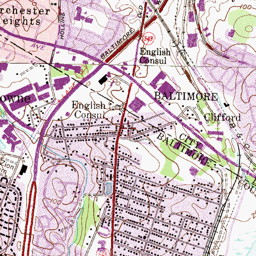 Topographic Map of English Consul, MD