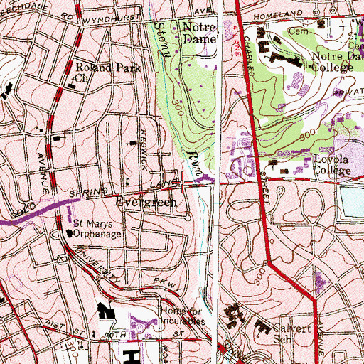Topographic Map of Evergreen, MD
