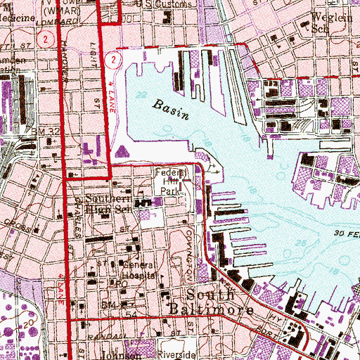 Topographic Map of Federal Hill Park, MD