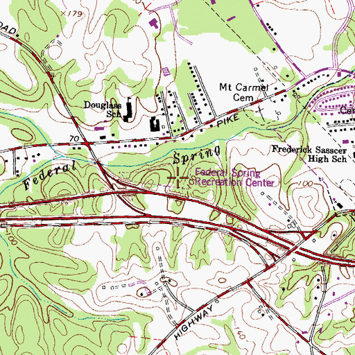 Topographic Map of Federal Spring Recreation Center, MD