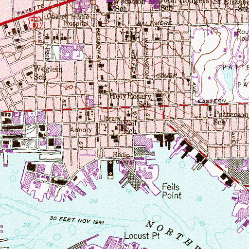 Topographic Map of Fell School, MD