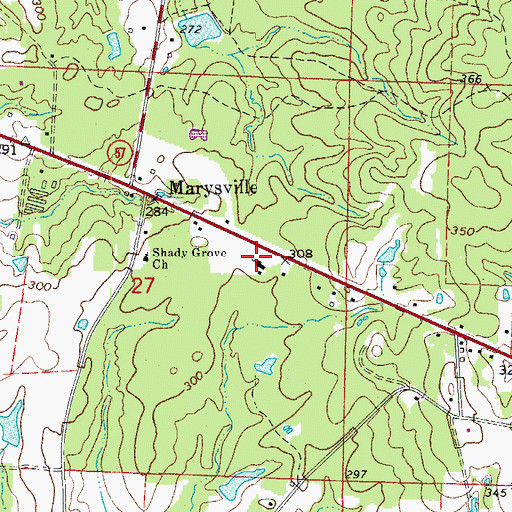 Topographic Map of Marysville United Methodist Church, AR