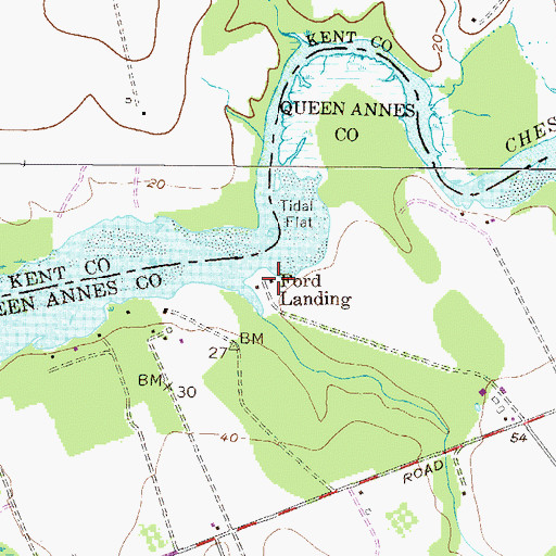 Topographic Map of Ford Landing, MD