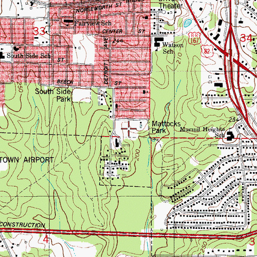 Topographic Map of Mattocks Park, AR