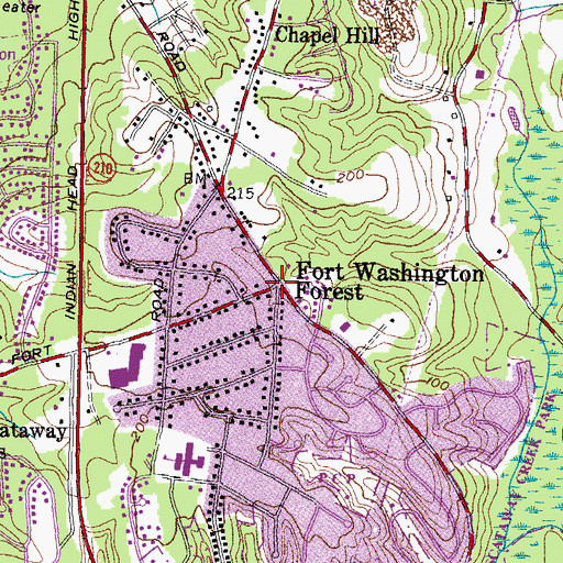 Topographic Map of Fort Washington Forest, MD