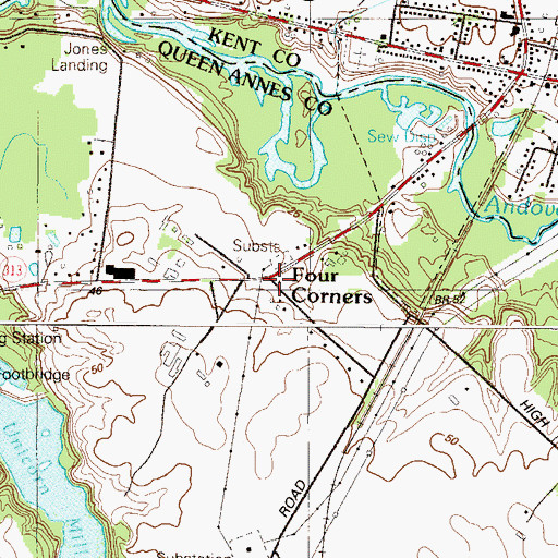 Topographic Map of Four Corners, MD