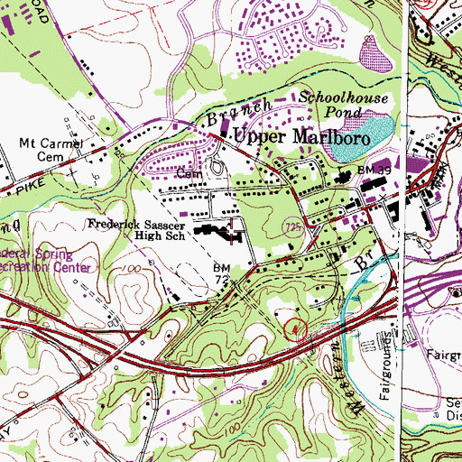 Topographic Map of Frederick Sasscer High School, MD