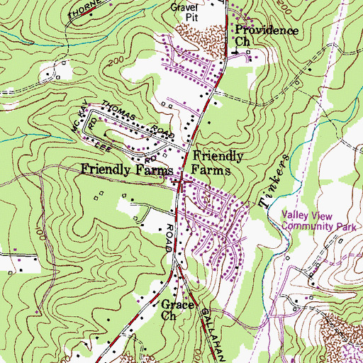 Topographic Map of Friendly Farms, MD