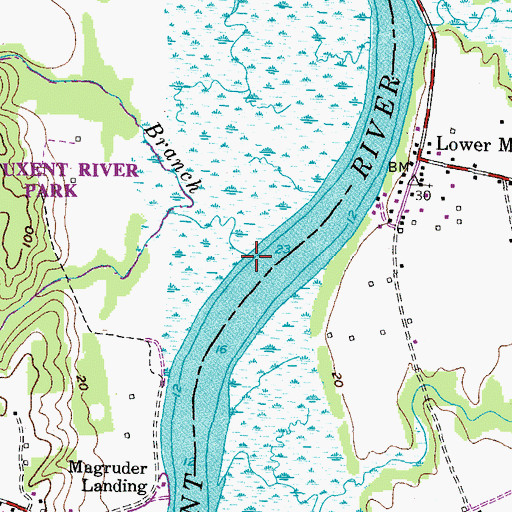 Topographic Map of Full Mill Branch, MD