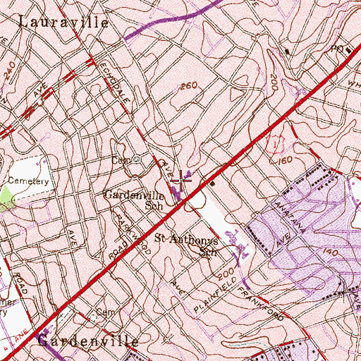 Topographic Map of Gardenville Elementary School, MD