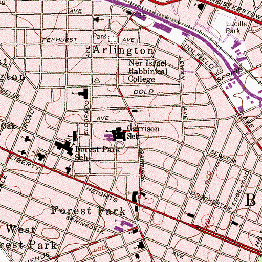 Topographic Map of Garrison Middle School, MD