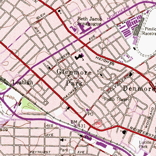 Topographic Map of Glenmore Park, MD