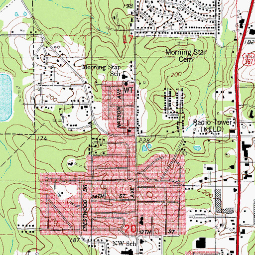 Topographic Map of Morning Star Baptist Church, AR