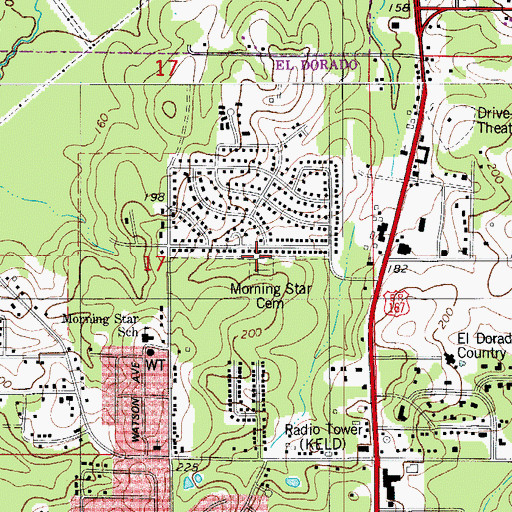 Topographic Map of Morning Star Cemetery, AR