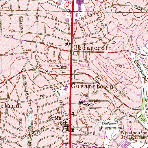 Topographic Map of Govanstown, MD