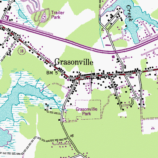Topographic Map of Grasonville, MD